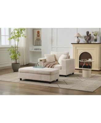 Chaise Lounge with Storage Ottoman & Pillows