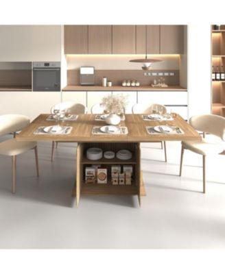 Seats 6-10 Expandable Dining Table with Storage