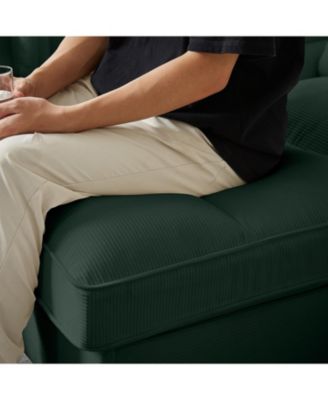 120" Corduroy Sectional Sofa Bed with Storage, U-Shape, Green