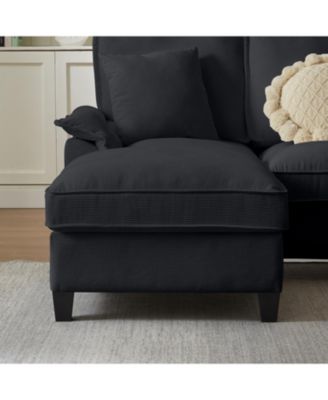 Corduroy Sectional Sofa Bed w/Storage, U-Shape, 4-Seater, Cup Holders