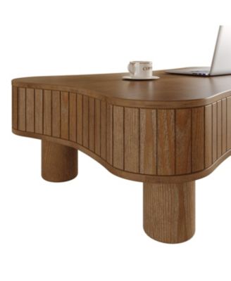  Lift Top Coffee Table - Fluted Panel, Hidden Storage, Walnut