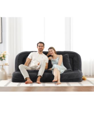 Double Dog Bed Sofa Couch, Extra Large, Adjustable, Chenille Black