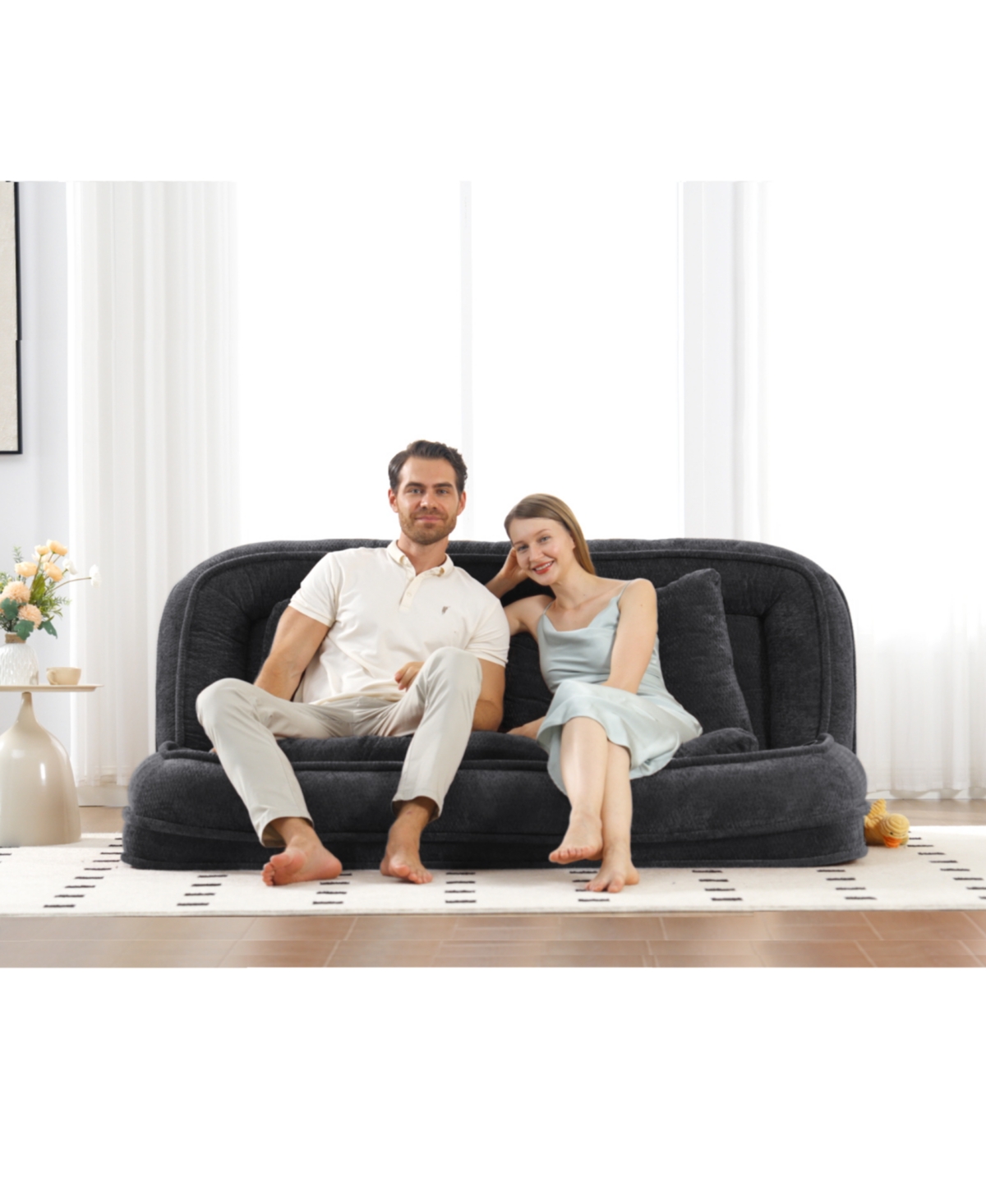 Streamdale Furniture Double Dog Bed Sofa Couch, Extra Large, Adjustable, Chenille Black