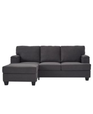  86" L-Shaped Sectional Sofa with Ottoman & Armrest Organizer - Dark Gray