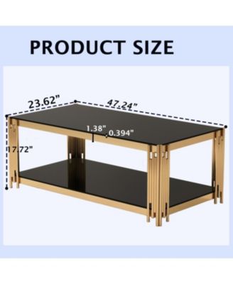 47" Gold Glass Double-Layer Coffee Table