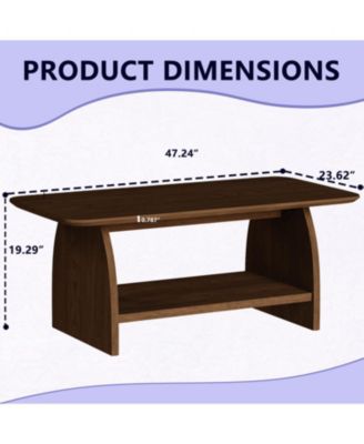 Modern 47" Double-Layer Coffee Table with Storage