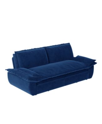 Queen Pull Out Sleeper Sofa Bed - 3-in-1 Convertible Velvet Loveseat, Blue