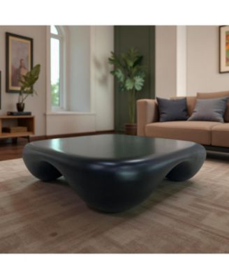 Modern Coffee Table Faux Travertine Textured for Livingroom/Office,black