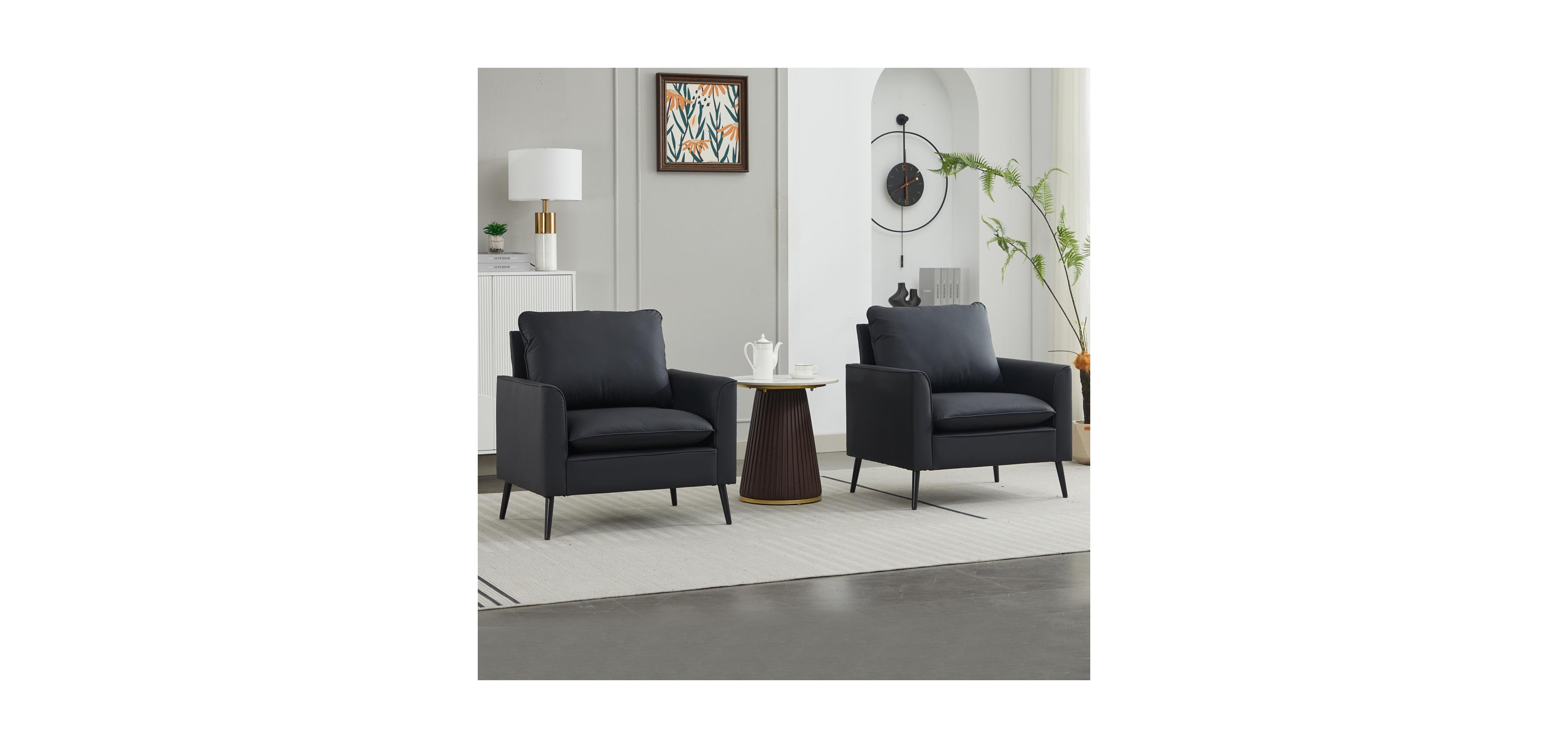 Streamdale Furniture Cat Paw Leather Sofa 2PC Black