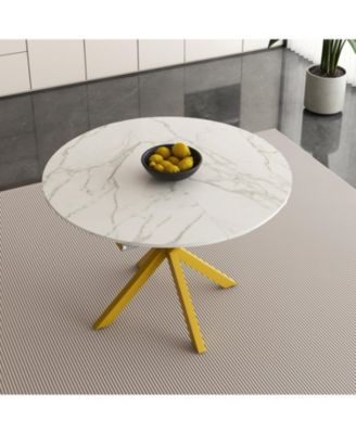 Round Extendable Dining Table, Carbon Steel Base (4-6 Seater)