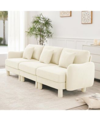 Boucle 3-Seater Sofa with Shell Armrests