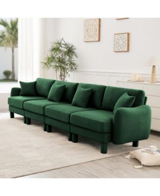Boucle 4-Seater Sofa with Shell Armrests