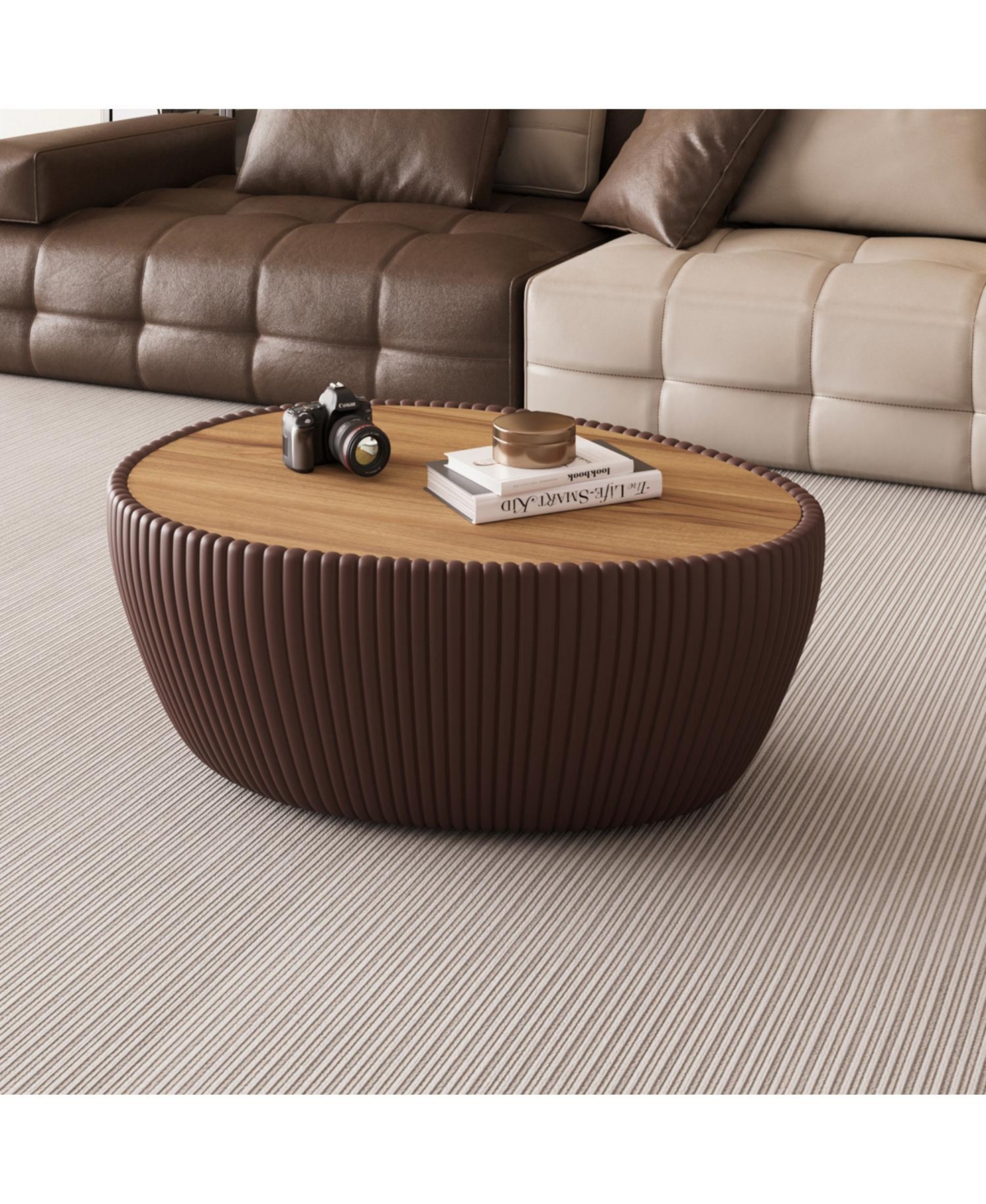 Streamdale Furniture + Marble Top + Leather + Coffee Table