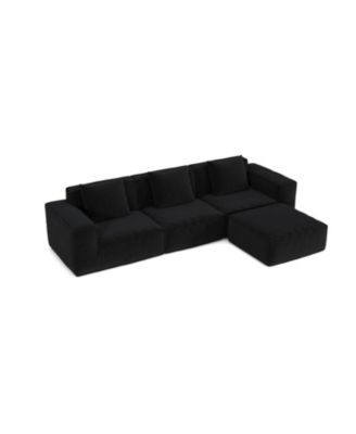 118" Modular Corduroy Sofa Bed with Ottoman