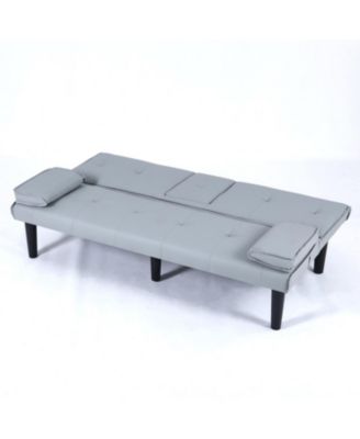 67" PVC Sofa Bed with Foldable Design & Cup Holders