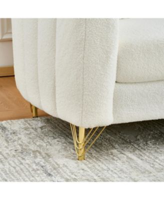 Oversized Chenille Sofa, Modern Tufted Couch, Gold Legs (Beige)
