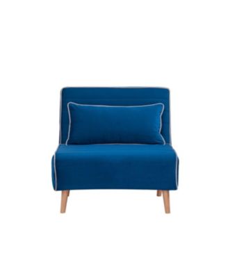 Modern Blue Velvet Foldable Sofa Bed Set (2