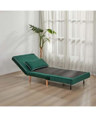 Velvet Foldable Sofa Bed Set - Adjustable Backrest, Green