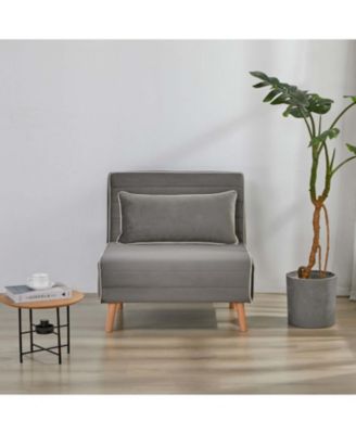 Streamdale Modern Velvet Foldable Sofa Bed Set, Grey