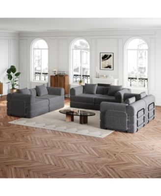 + 6-Seater + Chenille + Convertible with Storage + Sofa Bed