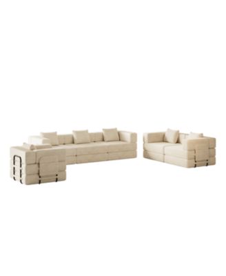  Corduroy Folding Sofa Bed with Storage & Cushions