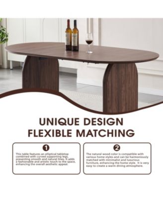 Streamdale Modern Oval Wooden Dining Table - Double Column Design