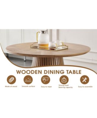 Modern Round Wooden Dining Table - Space Saving