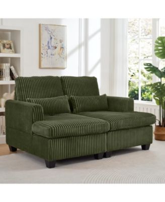 Fluffy Corduroy Loveseat Sofa with Adjustable Back
