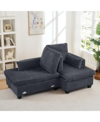  Fluffy Corduroy Loveseat Sofa with Adjustable Back