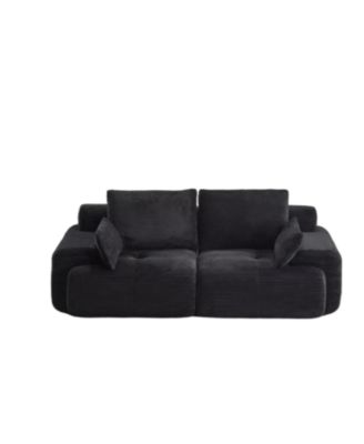 Modern Memory Foam Corduroy Sectional Sofa (Black