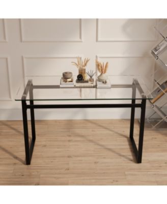 Streamdale 51" Modern Glass Dining Table, Chrome Legs