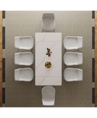 Retractable Sintered Stone Dining Table, Black Legs, 83", 6-8 Seats.