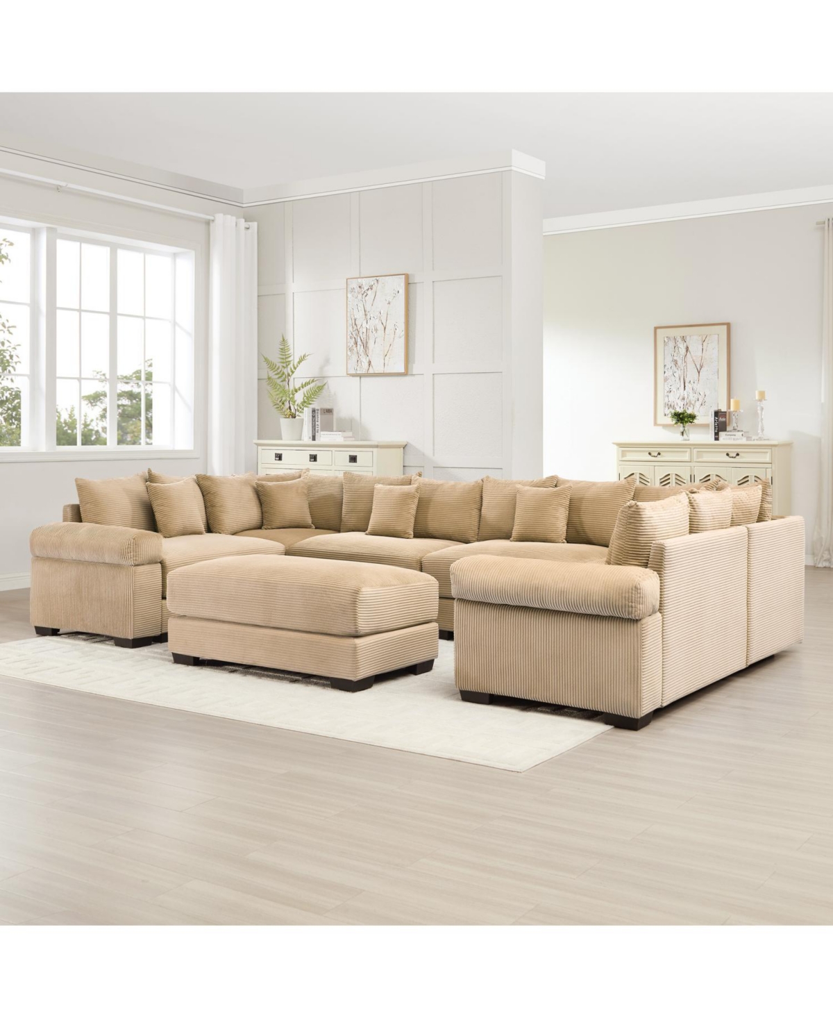 Streamdale Furniture Oversized Modular Sectional (with Ottoman) Corduroy Cloud Design Couch