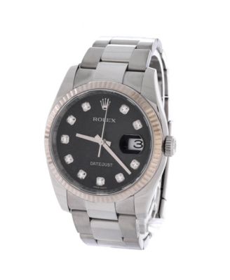 Oyster Perpetual Datejust Automatic Watch in Stainless Steel and White Gold with Diamond Markers 36mm