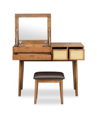 Versatile Makeup Vanity Table with Hidden Mirror & Ample Storage