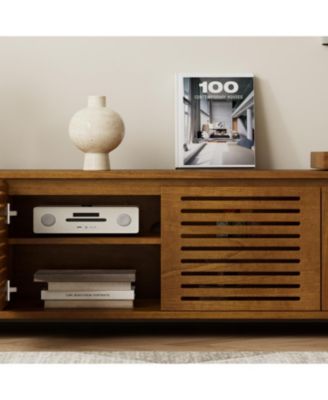  Mid-Century Modern TV Stand for 55"-75" TVs with Storage