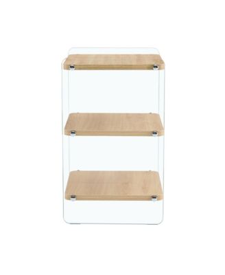 3-Layer Bedside Cabinet with Glass Panels