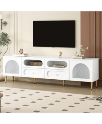 78.8" Retro TV Stand - Media Console w/ Cabinets & Drawers