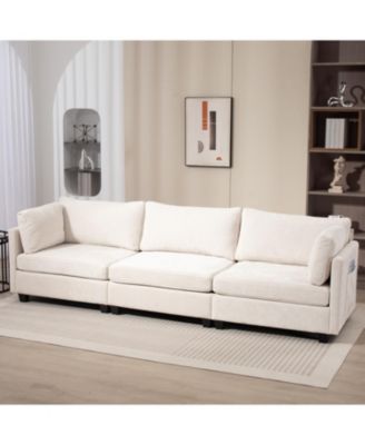 Streamdale 111.42x32.28" 3-Seater Chenille Sofa - Comfy, Cloud-Soft, with Side Pocket