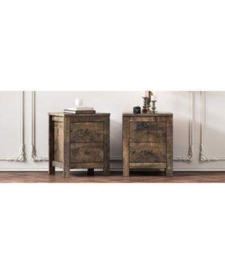 Rustic Nightstand Set of 2 with Storage