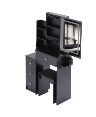 Streamdale Vanity Table, Stool, and LED Mirror with Power Station