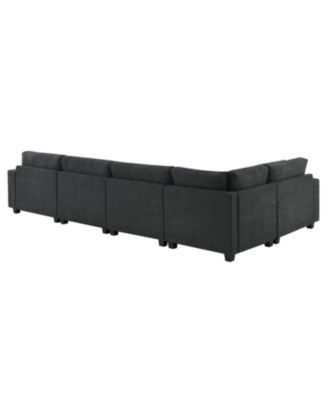 6-Seat U-Shaped Sectional Sofa with Ottoman, Storage, and Charging Ports