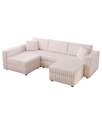 Soft U-Shaped Sofa for 4 with Matching Ottoman.
