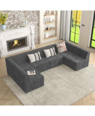 Modern Corduroy Couch Single-Seat Sectional Sofa