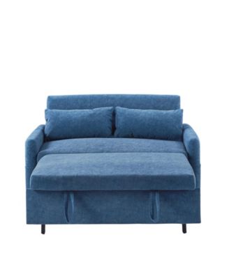 55" Pull Out Sofa Bed with Adjustable Back, Storage, Pillows, USB