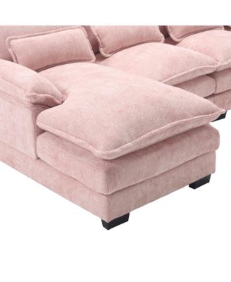  Chenille, high quality sponge filling, solid wood frame, oversized four-seater, U-shaped combination sofa