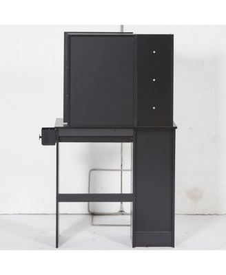 Vanity Table with Power Station, LED Mirror, & Cushioned Stool