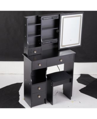 Compact Vanity Table with Touch Control LED Mirror (EPA, GCC, UL Certified