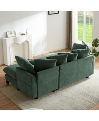 83" Sectional Sofa with Storage Ottoman & Pillows