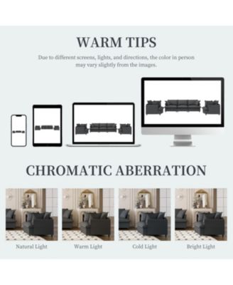 Chenille Sectional Sofa Set - 3 Seater Sofa & 2 Armchairs